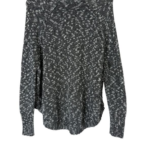 Lucky Brand Black & White Heather Knit Turtleneck Long Sleeve Sweater Top Size L - Picture 7 of 9